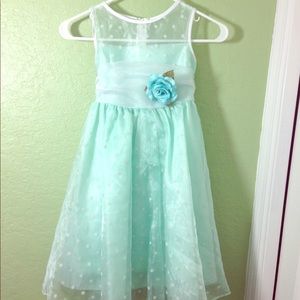 Kid's Dream Mint & White Polka-dot Organza Dress